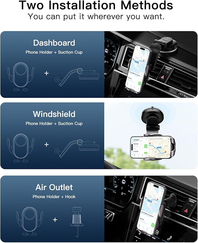 Wireless Car Charger, ESSAGER 15W Fast Charging Car Phone Holder Mount Auto - Image 3