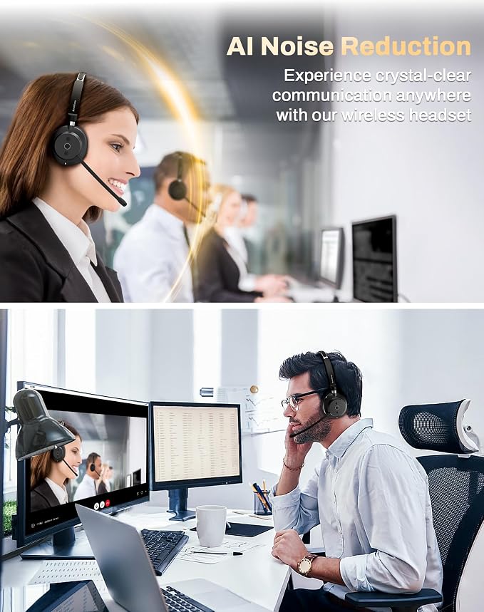 Wireless Headset with Mic for Work, Headset with Microphone for PC, Wireless - Image 3