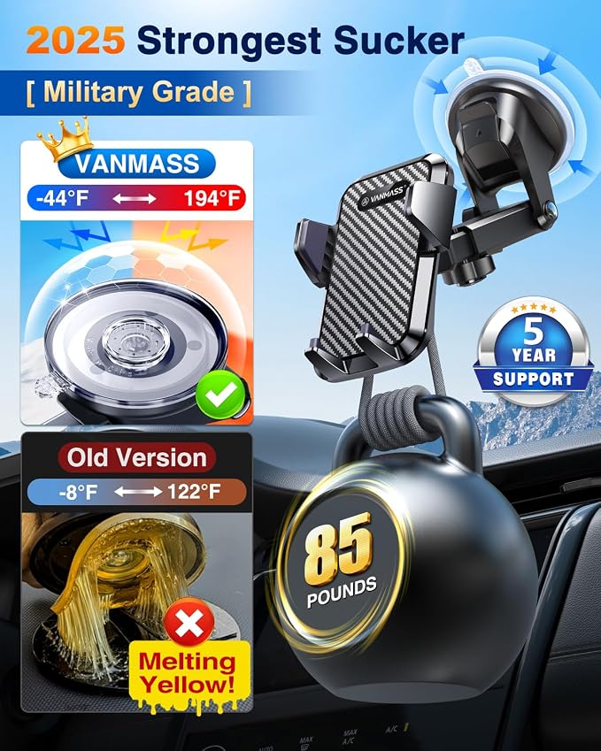 VANMASS 【85+LBS Strongest Suction & Military-Grade 2025 Ultimate Car Phone - Image 4