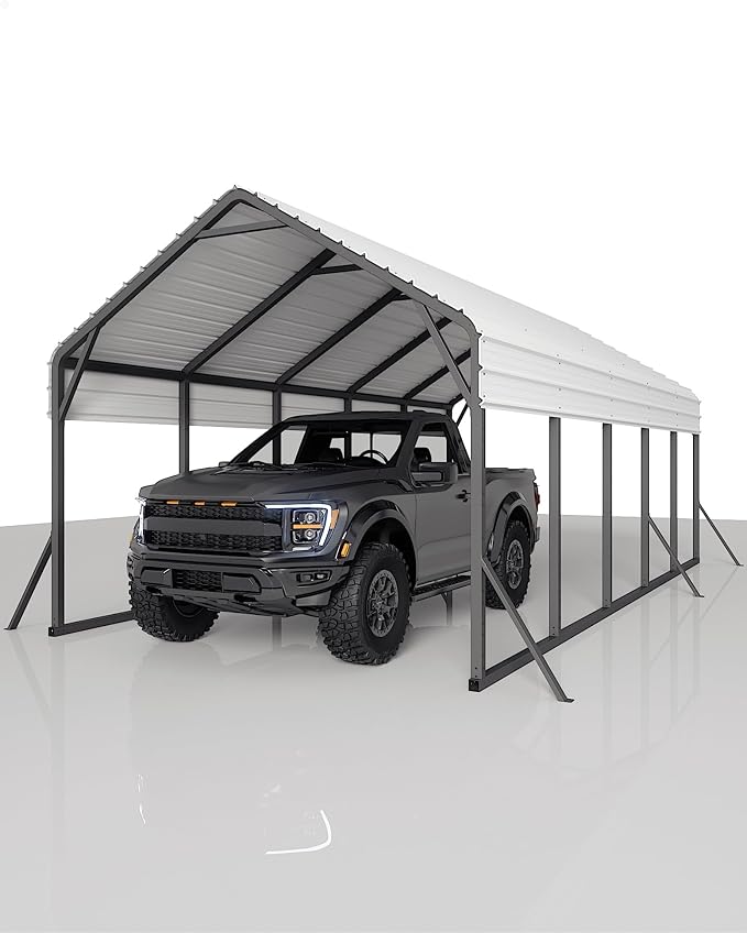 13'x26'x11' Oversized Metal Carport, Steel Heavy Duty Car Ports by GarveeLife
