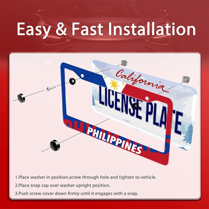 Philippine Flag License Plate Frames Round Hole Personalise License Plate Frame - Image 5