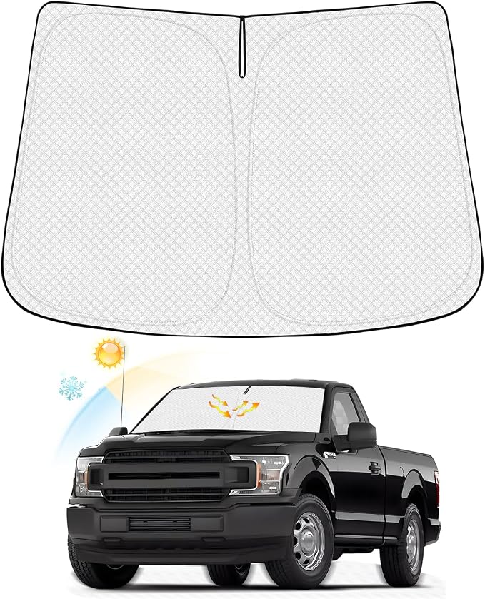 Windshield Sun Shade for 2017-2022 Ford Super Duty F250 F350 F450 F550 Thicken by Canvcle