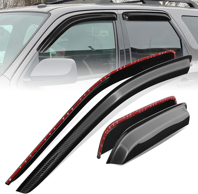Auto Dynasty Set of 4 Carbon Fiber Pattern Window Visors Compatible by AutoDynasty