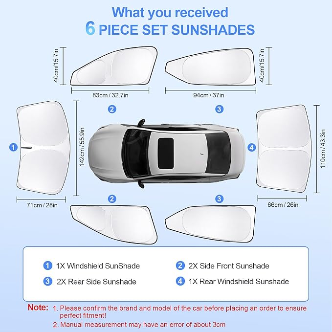 6pcs Car Window Shades for Nissan Altima 2019-2025 Accessories, Windshield Side - Image 7