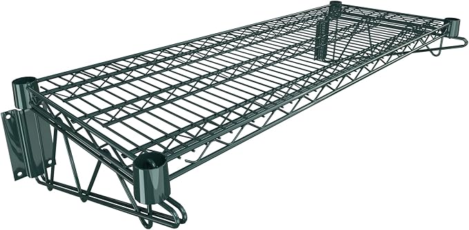 14" x 36" Green Epoxy Wire Wall Mount Shelf by Krollen+Industrial