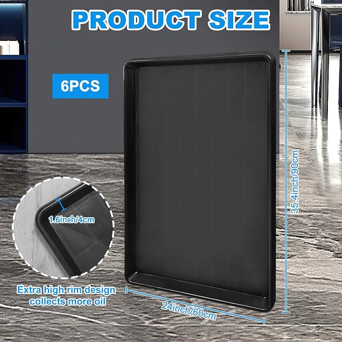 6Pcs Extra Large Auto Oil Drip Pan- 35.4 x 24 x1.6 Inches Oil Drip Tray - Image 2