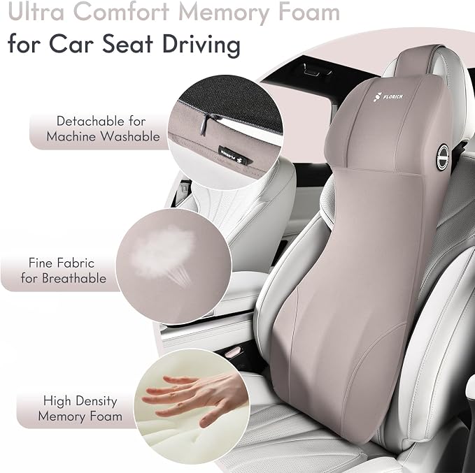 FLORICH Lumbar Support Pillow and Car Neck Pillow Memory Foam Integrated Lumbar - Image 3