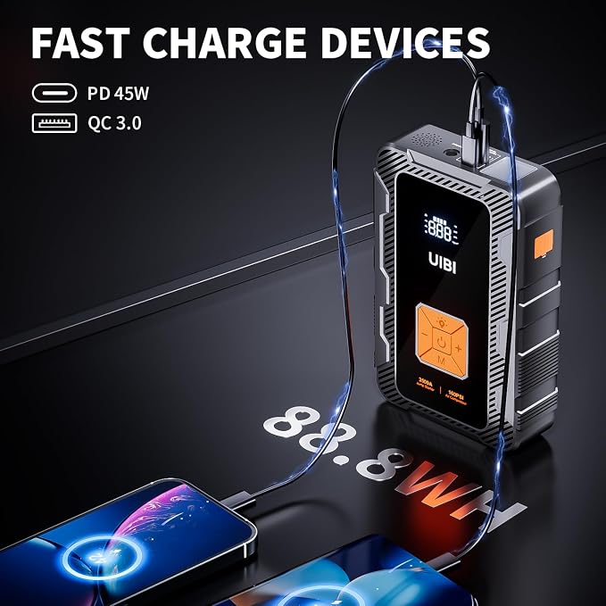 X7 Jump Starter with Air Compressor 160PSI, 3500A Car Battery Jumper Starter - Image 5