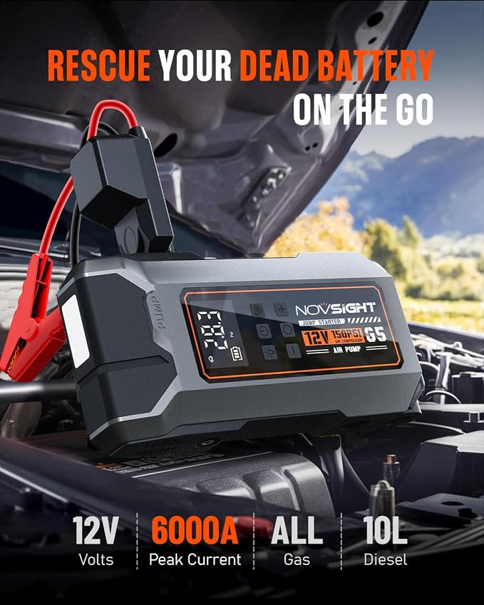 NOVSIGHT Jump Starter With Air Compressor - Image 3