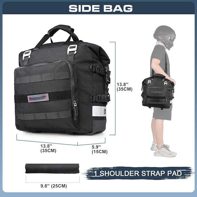 Rhinowalk Waterproof Motorcycle Saddlebags Luggage Bags 20L Quick Release - Image 2