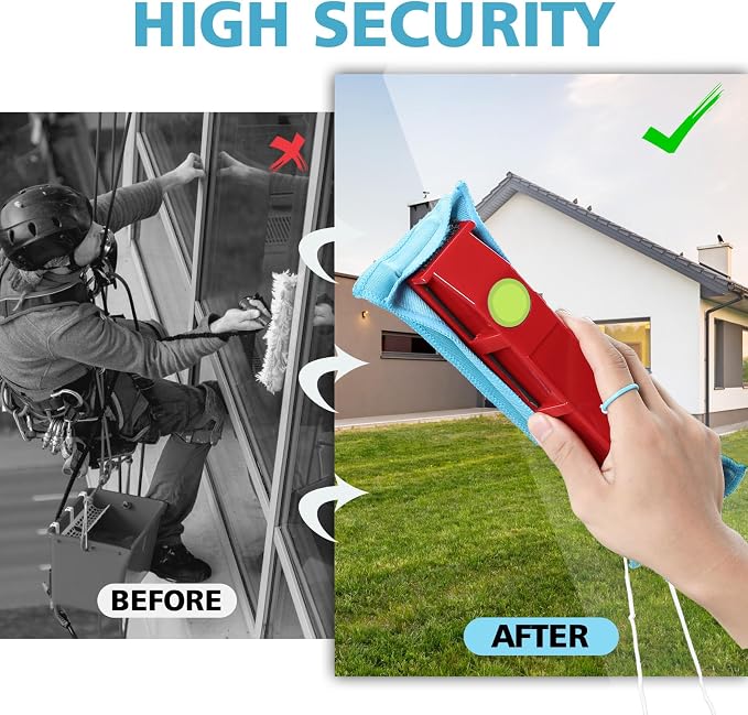 Magnetic Window Cleaner, 0.8"-1.1" Double Sided Window Glass Wiper Cleaning Tool - Image 2