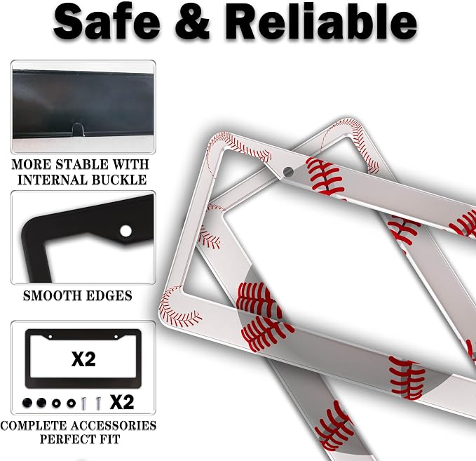License Plate Frames for Men Red and White License Plate Cover for Women - Image 4
