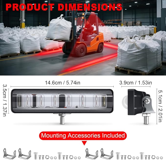 LED Forklift Safety Light Red for AGV Automated Guided Vehicle, Forklift Truck - Image 7