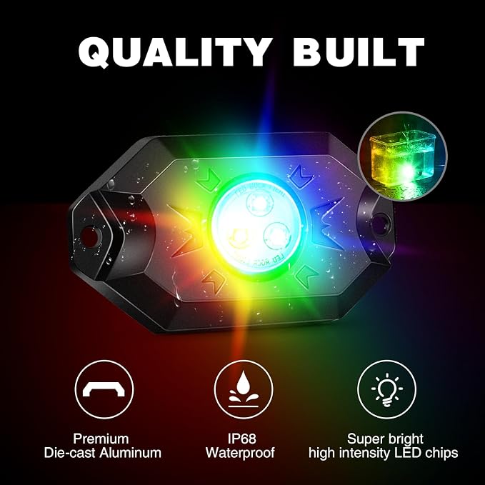 Nilight RGB LED Rock Lights Kit 10 Pods Underglow Multicolor Neon Pod - Image 9