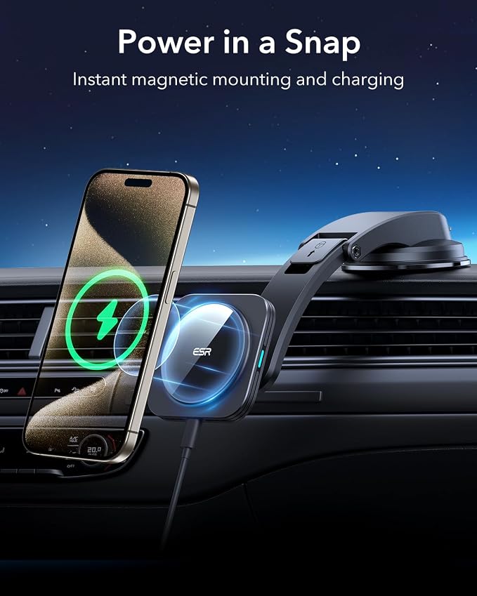 ESR for MagSafe Car Mount Charger, Dashboard Magnetic Wireless Car Charger Mount - Image 2