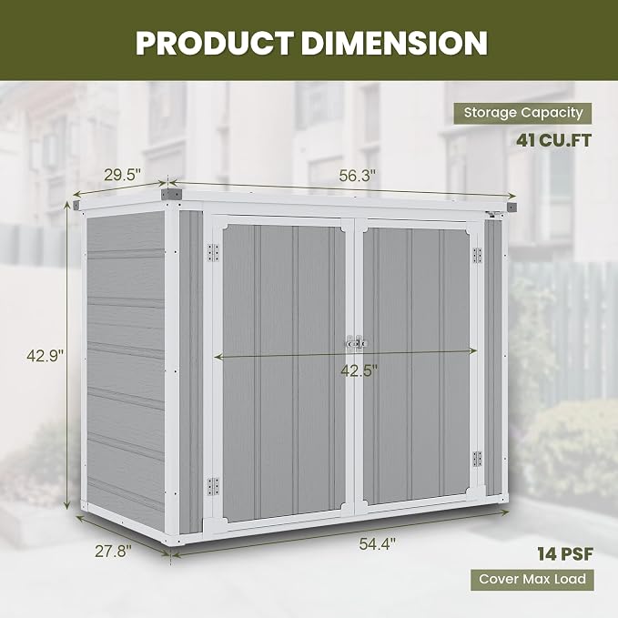 Horizontal Storage Shed 41 Cu.Ft, Lockable Outdoor Resin Cabinet - Image 7