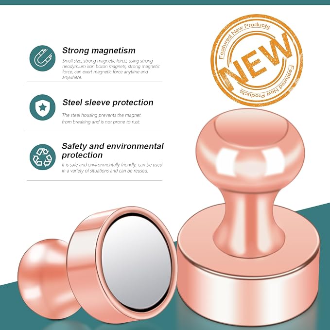 22 Pack Fridge Magnets, Rose Gold Strong Magnets - Image 2
