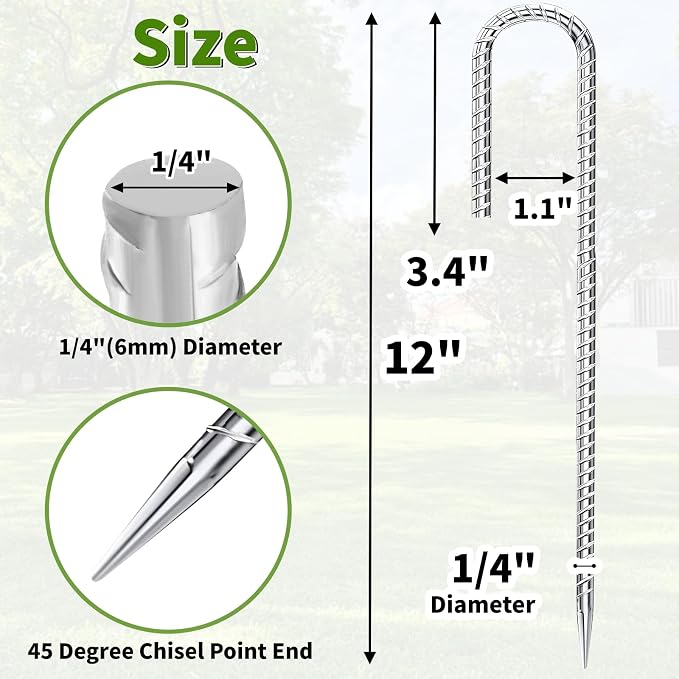 12 inch Fence Stakes Heavy Duty 50-Pack J Hook Rebar Ground Stakes Anchor - Image 2