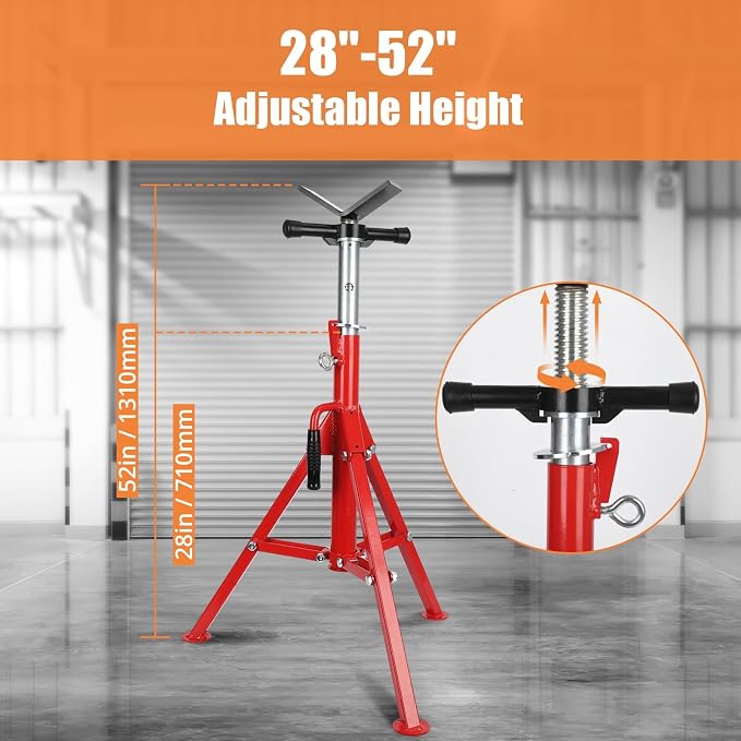 V-Head Pipe Jack Stand, 2500 Lbs Heavy-Duty Folding Pipe Stand - Image 5