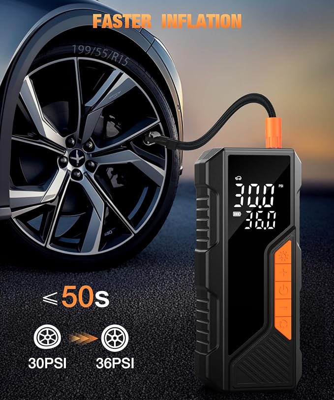 Tire Inflator Portable Air Compressor, 150PSI Portable Air Pump - Image 2