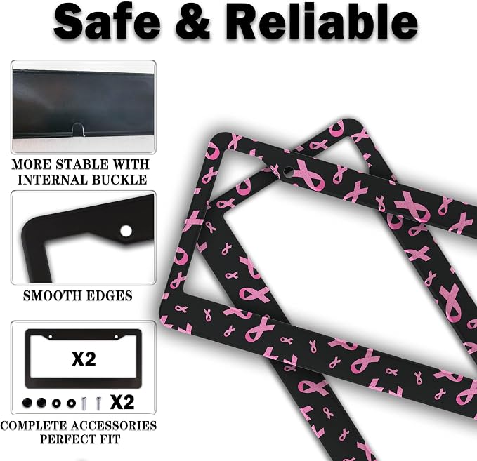 License Plate Frames for Men Black Powder Car License Plate Frame for Women - Image 4