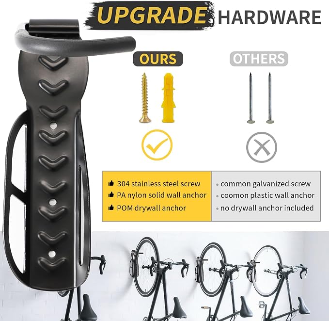 Vertical Bike Rack Wall Mount for Garage–Heavy-Duty Steel Bicycle Hook for - Image 5