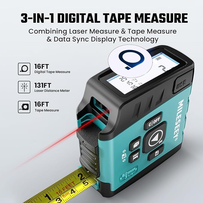 MiLESEEY DT20 Laser Tape Measure 3-in-1, 130FT Laser Distance Meter, 16FT - Image 2