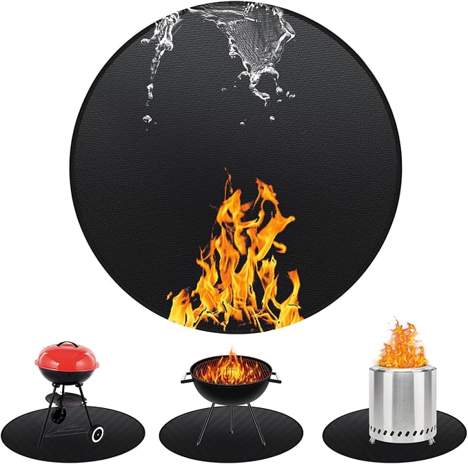 Round BBQ Grill Mat, 36 inches Double-Sided Fireproof Pad by Unknown