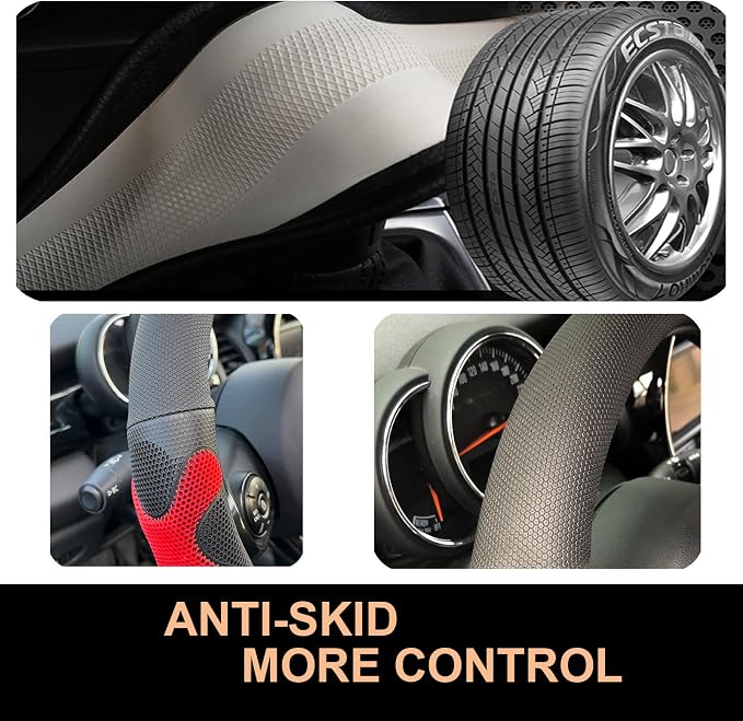 PINCTROT D Shaped Comfy Grip Steering Wheel Cover, Anti-Slip Design, Flat - Image 5