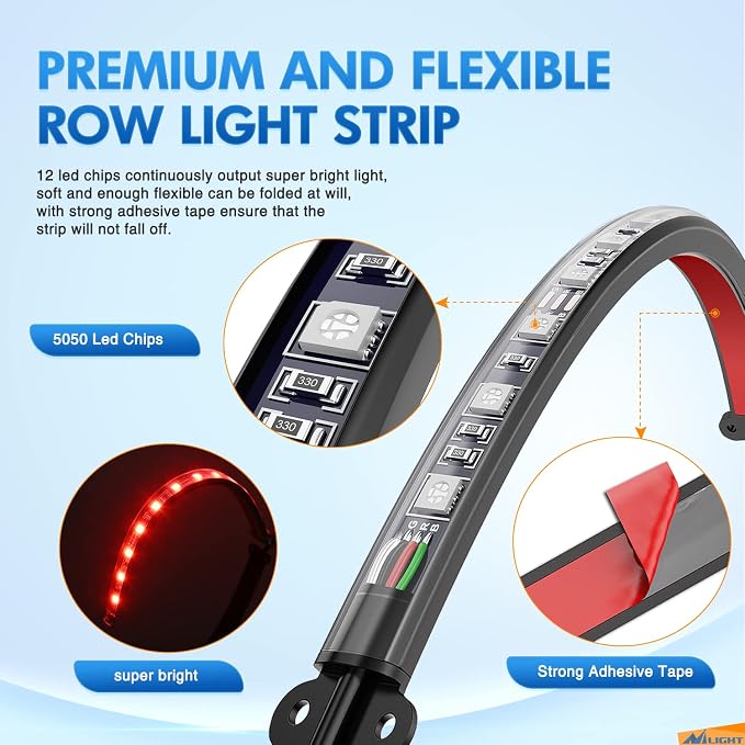 Nilight 4PCS USB Interior Car Lights 48 LEDs RGB LED Strips Lights - Image 4