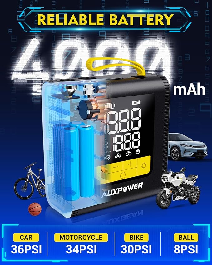 Auxpower H4 Tire Inflator Portable Air Compressor, 150PSI Fast Inflation Air - Image 2