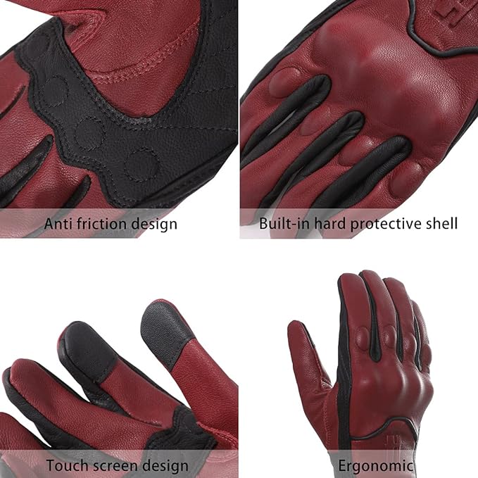 Harssidanzar Leather Motorcycle Gloves - Image 2