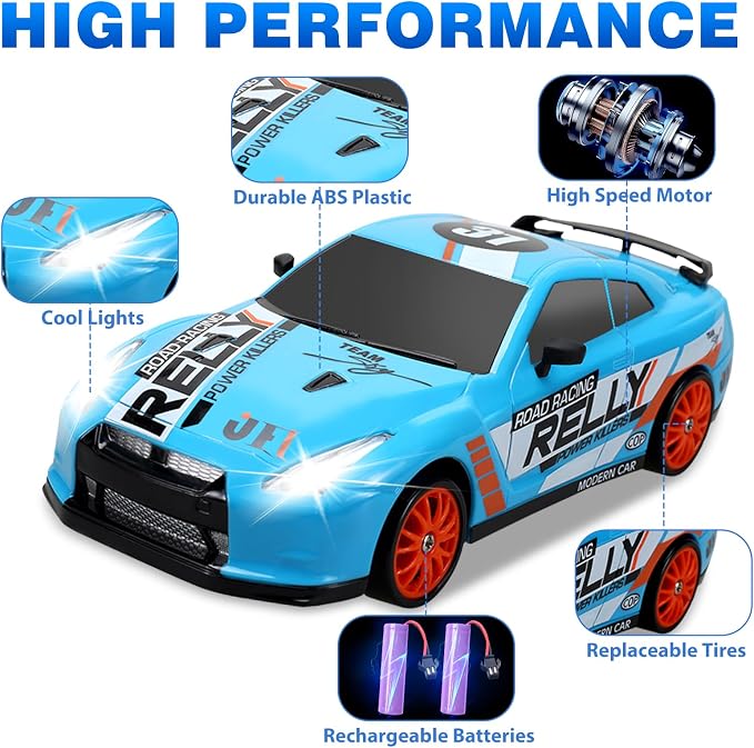 RC Drift Car 2.4GHz 1:24 Scale 4WD Remote Control Car 15KM/H High Speed - Image 3
