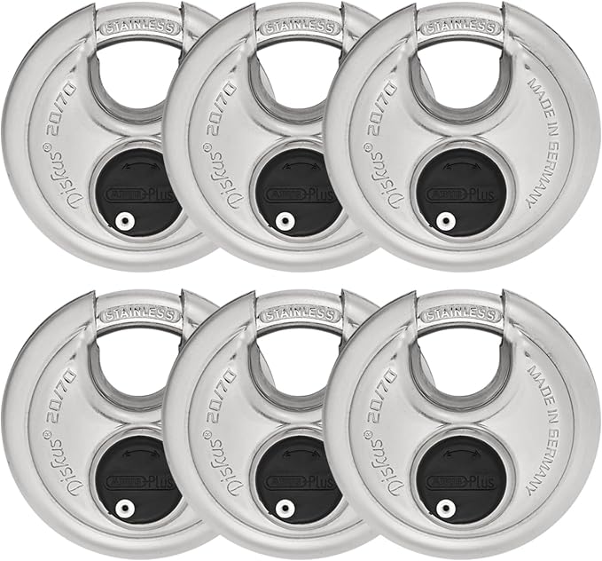 6 Pack ABUS Diskus 20/70 Heavy Duty Stainless Steel Disk Padlock by ABUS