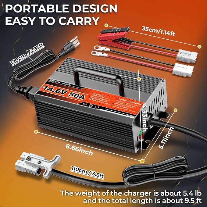 50A 14.6V LiFePO4 Battery Charger 12V Lithium Battery Smart Charger Fast - Image 8