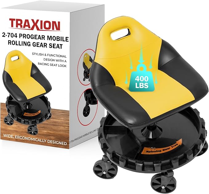Traxion 400lb Capacity 2-704 Yellow Progear Mobile Rolling Gear Seat by TraXionEngineeredProducts