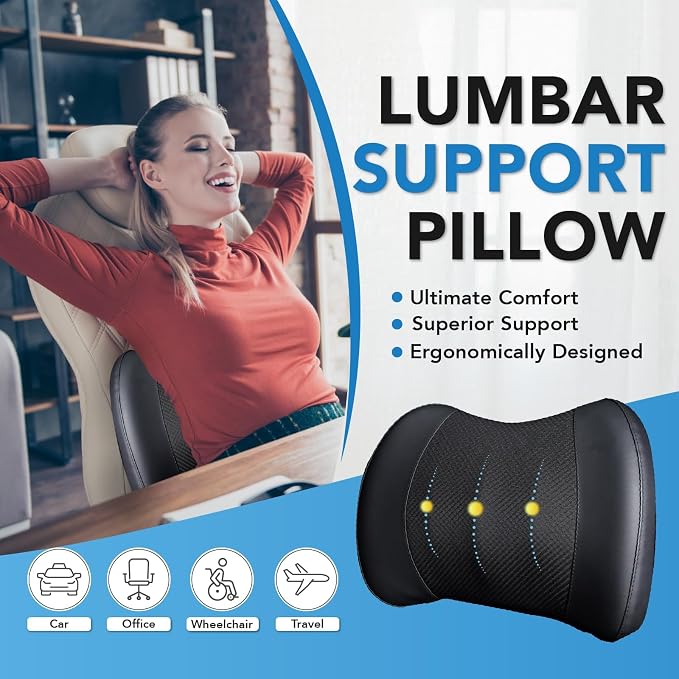 Lumbar Support Pillow for Car, Memory Foam Lumbar Pillow for Lower Back Pain - Image 2
