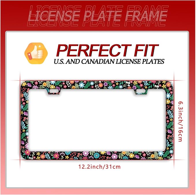Colorful Flowers License Plate Frame Funny Floral License Plate Frames - Image 7