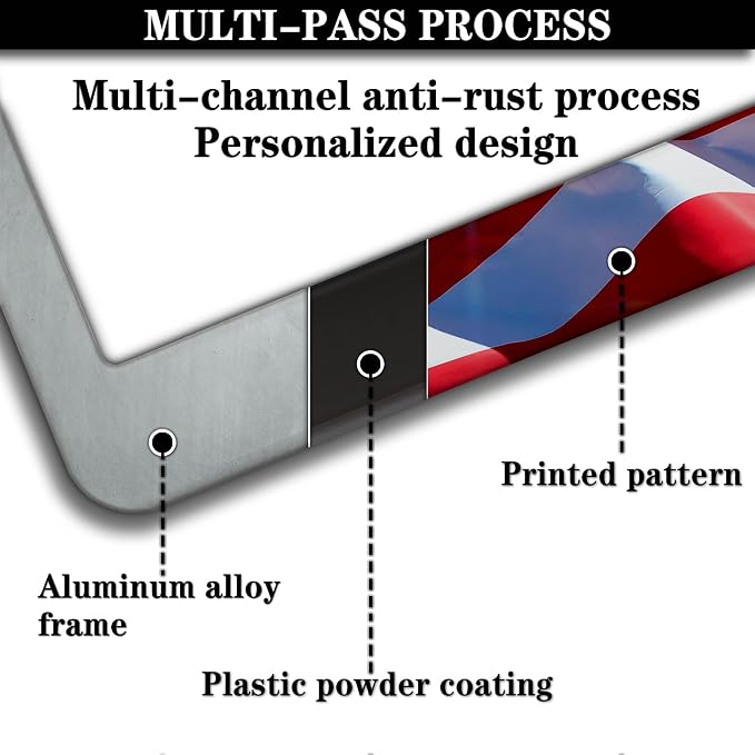 License Plate Frames for Men Multicolor Car Plate Frame for Women American Flag - Image 5