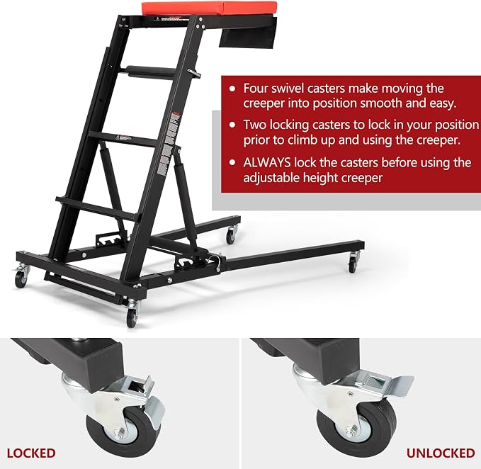 BUNKER INDUST Automotive Engine High Top Creeper Workstation Shop Mechanic | - Image 6