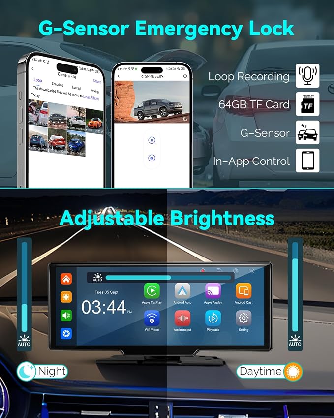 Wireless Carplay Screen for Car, 10.26" Android Auto Screen Compatible - Image 5