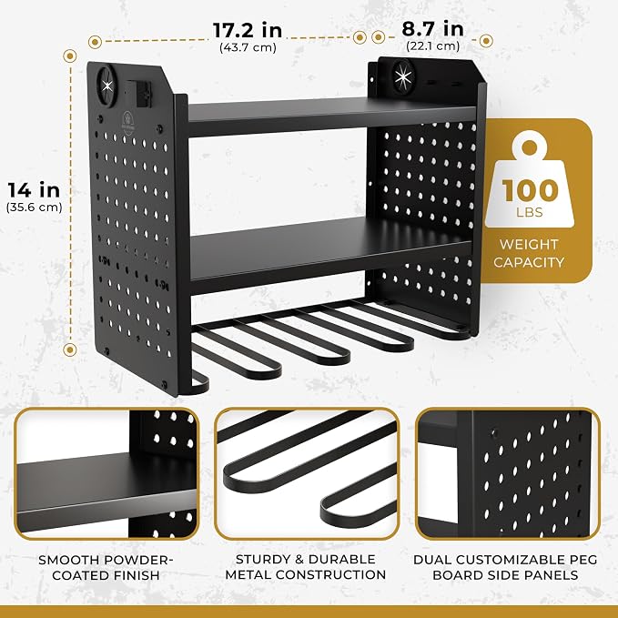 Power Tool Organizer-6 Drill Holder Wall Mount, 3 Tier Heavy-Duty Hand Tool - Image 4