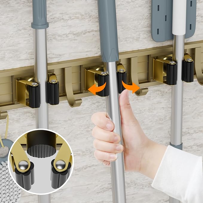 Broom Holder Wall Mount Mop and Broom Hanger Wall Mounted Garage Storage Rack - Image 4