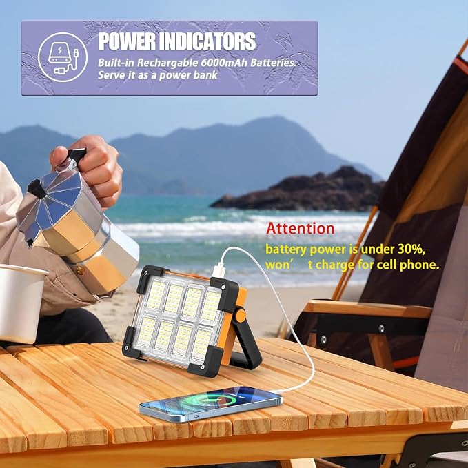 120W Solar Rechargeable Work Light, 144 LED 10000LM Led Work Light - Image 7
