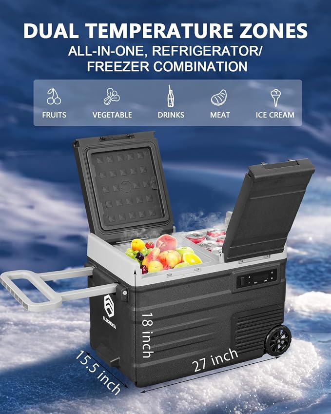 ELECAENTA 12 Volt Refrigerator, 43qt Dual Zone Car Fridge, Portable Freezer - Image 5