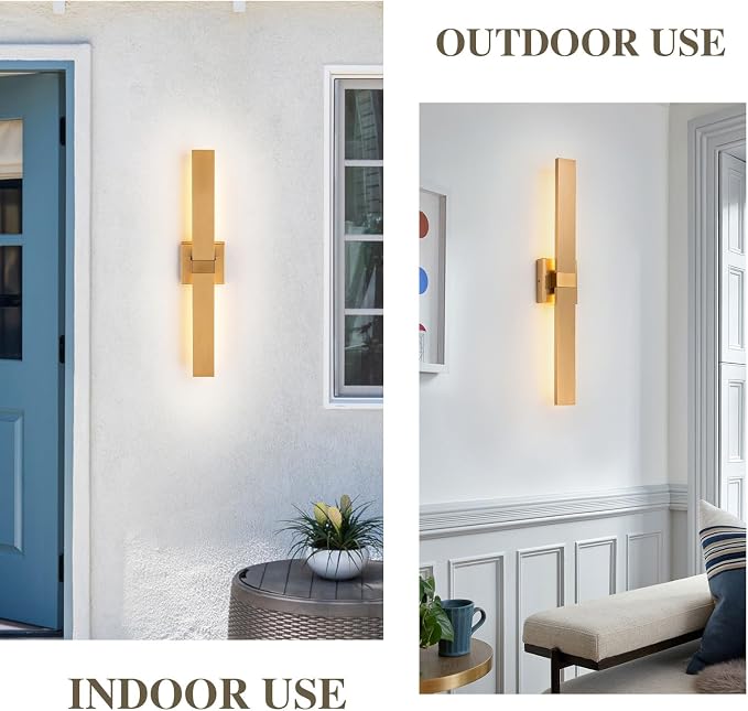 Modern LED Outdoor Wall Sconce 27.2" Gold Outdoor Wall Lights Exterior - Image 6