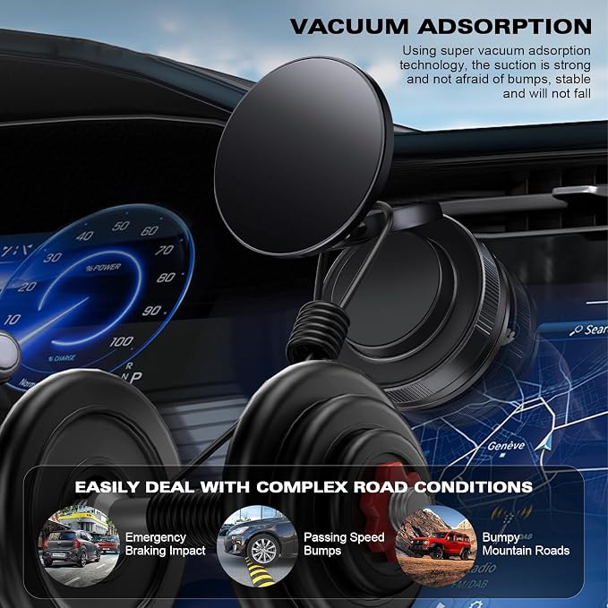 Vipbu Phone Mount, Vipbu Phone Holder, Car Phone Holder, 360° Adjustable Vacuum - Image 4