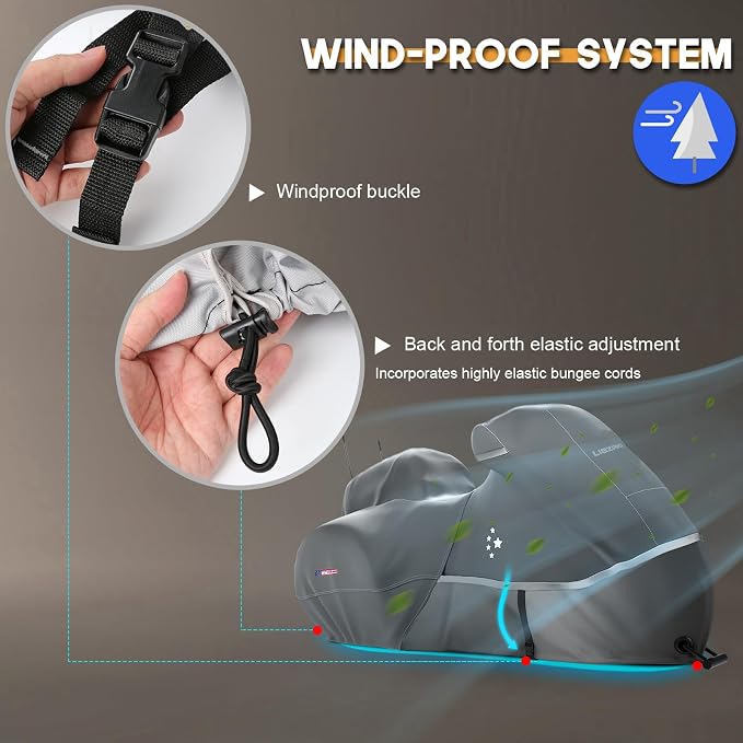 Motorcycle Cover with Side+Top Box LI LIBZAKI Heavy Duty 600D Waterproof - Image 4