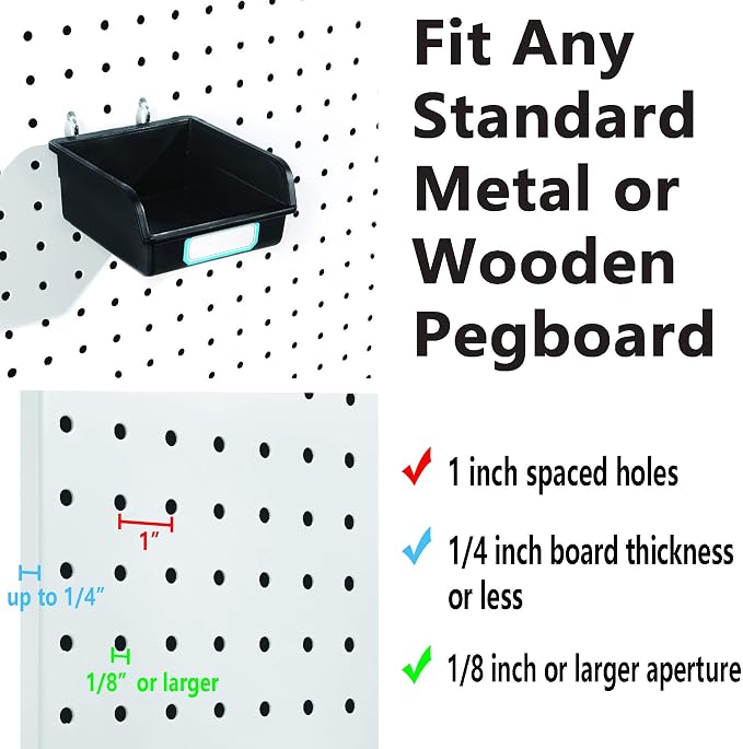 FRIMOONY Pegboard Bins with Hooks and Labels, - Image 5