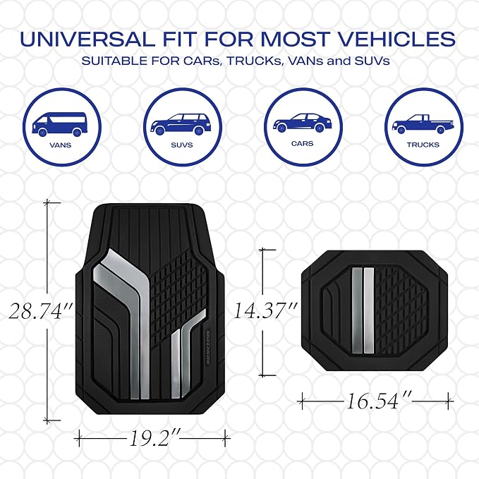 Skechers Heavy Duty Rubber Car Floor Mats, Dual Color Design Floor Mats - Image 6
